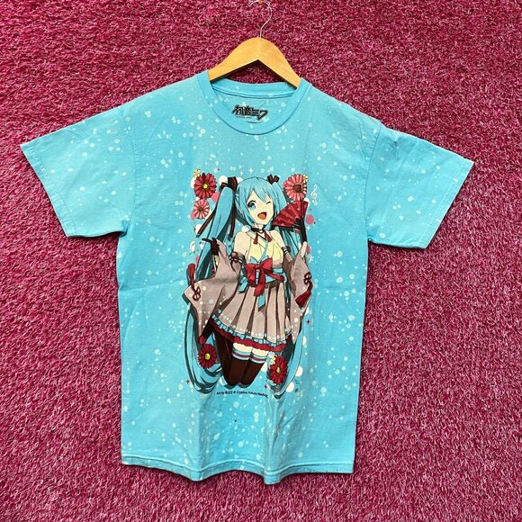 Hatsune Miku Cherry Blossom Bleach Dye Tshirt size medium - Picture 1 of 4